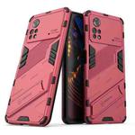 For Xiaomi Poco X4 Pro 5G Punk Armor 2 in 1 PC + TPU Shockproof Phone Case with Invisible Holder(Light Red)