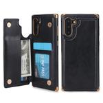For Galaxy Note 10 POLA TPU + PC Plating Full Coverage Protective Case with Holder & Card Slots & Photo Frame(Black)