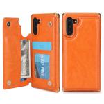 For Galaxy Note 10 POLA TPU + PC Plating Full Coverage Protective Case with Holder & Card Slots & Photo Frame(Orange)