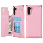 For Galaxy Note 10 POLA TPU + PC Plating Full Coverage Protective Case with Holder & Card Slots & Photo Frame(Pink)