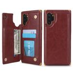 For Galaxy Note 10+ POLA TPU + PC Plating Full Coverage Protective Case with Holder & Card Slots & Photo Frame(Brown)