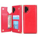 For Galaxy Note 10+ POLA TPU + PC Plating Full Coverage Protective Case with Holder & Card Slots & Photo Frame(Red)