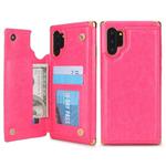 For Galaxy Note 10+ POLA TPU + PC Plating Full Coverage Protective Case with Holder & Card Slots & Photo Frame(Rose Red)