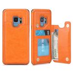 For Galaxy S9 POLA TPU + PC Plating Full Coverage Protective Case with Holder & Card Slots & Photo Frame(Orange)