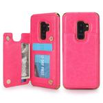 For Galaxy S9+ POLA TPU + PC Plating Full Coverage Protective Case with Holder & Card Slots & Photo Frame(Rose Red)