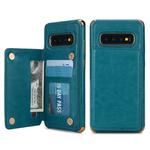 For Galaxy S10+ POLA TPU + PC Plating Full Coverage Protective Case with Holder & Card Slots & Photo Frame(Green)