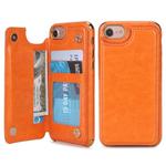 For iPhone 6 / 6s / 7 / 8 POLA TPU + PC Plating Full Coverage Protective Case with Holder & Card Slots & Photo Frame(Orange)