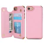 For iPhone 6 / 6s / 7 / 8 POLA TPU + PC Plating Full Coverage Protective Case with Holder & Card Slots & Photo Frame(Pink)