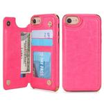 For iPhone 6 / 6s / 7 / 8 POLA TPU + PC Plating Full Coverage Protective Case with Holder & Card Slots & Photo Frame(Rose Red)