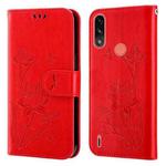 For Motorola Moto E7i Power / E7 Power Lotus Embossed Leather Phone Case(Red)