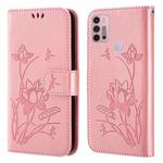 For Motorola Moto G30 / G10 / G20 Lotus Embossed Leather Phone Case(Pink)