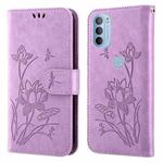 For Motorola Moto G31 / G41 Lotus Embossed Leather Phone Case(Purple)