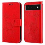 For Google Pixel 7 5G Lotus Embossed Leather Phone Case(Red)