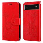 For Google Pixel 7 Pro 5G Lotus Embossed Leather Phone Case(Red)