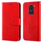 For Xiaomi Redmi Note 9 / 10X 4G Lotus Embossed Leather Phone Case(Red)