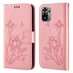 For Xiaomi Redmi Note 10 4G / Note 10S Lotus Embossed Leather Phone Case(Pink)