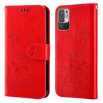 For Xiaomi Redmi Note 10 5G Lotus Embossed Leather Phone Case(Red)