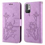 For Xiaomi Redmi Note 10 5G Lotus Embossed Leather Phone Case(Purple)