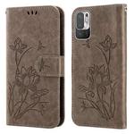 For Xiaomi Redmi Note 10 5G Lotus Embossed Leather Phone Case(Grey)