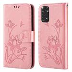 For Xiaomi Redmi Note 11 Global Lotus Embossed Leather Phone Case(Pink)