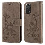 For Xiaomi Redmi Note 11 Global Lotus Embossed Leather Phone Case(Grey)