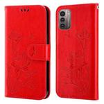 For Nokia G21 / G11 Lotus Embossed Leather Phone Case(Red)