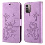 For Nokia G21 / G11 Lotus Embossed Leather Phone Case(Purple)