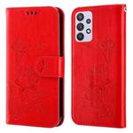 For Samsung Galaxy A32 5G Lotus Embossed Leather Phone Case(Red)