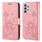For Samsung Galaxy A32 5G Lotus Embossed Leather Phone Case(Pink)