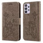 For Samsung Galaxy A32 5G Lotus Embossed Leather Phone Case(Grey)