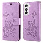 For Samsung Galaxy S22 5G Lotus Embossed Leather Phone Case(Purple)