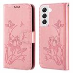 For Samsung Galaxy S22 5G Lotus Embossed Leather Phone Case(Pink)
