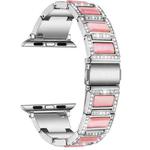 22mm Metal Opal Watch Band For Apple Watch Series 8&7 41mm / SE 2&6&SE&5&4 40mm / 3&2&1 38mm(Silver Pink)