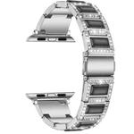 22mm Metal Opal Watch Band For Apple Watch Series 8&7 41mm / SE 2&6&SE&5&4 40mm / 3&2&1 38mm(Silver Black)