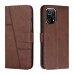 For OPPO Find X5 Stitching Calf Texture Buckle Leather Phone Case(Brown)