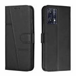 For OPPO Realme 9 Pro+ Stitching Calf Texture Buckle Leather Phone Case(Black)