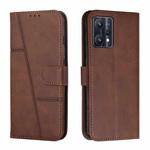 For OPPO Realme 9 Pro+ Stitching Calf Texture Buckle Leather Phone Case(Brown)