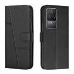 For Xiaomi Redmi K50 / K50 Pro Stitching Calf Texture Buckle Leather Phone Case(Black)