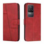 For Xiaomi Redmi K50 / K50 Pro Stitching Calf Texture Buckle Leather Phone Case(Red)