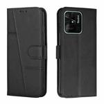 For Xiaomi Redmi 10C 4G / Redmi 10 (India) Stitching Calf Texture Buckle Leather Phone Case(Black)