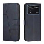For Xiaomi Poco M4 Pro 4G Stitching Calf Texture Buckle Leather Phone Case(Blue)