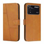 For Xiaomi Poco M4 Pro 4G Stitching Calf Texture Buckle Leather Phone Case(Yellow)