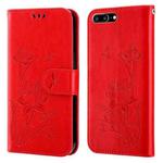 For iPhone SE 2022 / SE 2020 / 8 / 7 Lotus Embossed Leather Phone Case(Red)