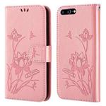 For iPhone SE 2022 / SE 2020 / 8 / 7 Lotus Embossed Leather Phone Case(Pink)