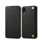 For iPhone XR Denior V4 Luxury Car Cowhide Horizontal Flip Leather Case with Holder & Card Slots & Wallet(Black)