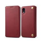 For iPhone XR Denior V4 Luxury Car Cowhide Horizontal Flip Leather Case with Holder & Card Slots & Wallet(Dark Red)