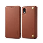 For iPhone XR Denior V4 Luxury Car Cowhide Horizontal Flip Leather Case with Holder & Card Slots & Wallet(Brown)