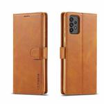 For Samsung Galaxy A73 5G LC.IMEEKE Calf Texture Leather Phone Case(Yellow)