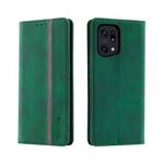 For OPPO Find X5 Lite Splicing Skin Feel Magnetic Leather Phone Case(Green)