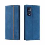 For OPPO Find X5 Lite Splicing Skin Feel Magnetic Leather Phone Case(Blue)